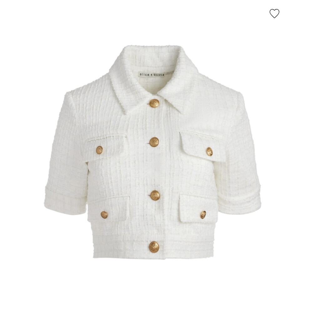 Alice and Olivia Elle Tweed Jacket Off White size 4 - Picture 2 of 7